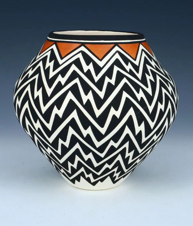 Acoma Pueblo Hand Coiled Geometric Painted Pottery