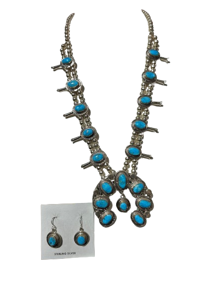 Navajo turquoise squash blossom