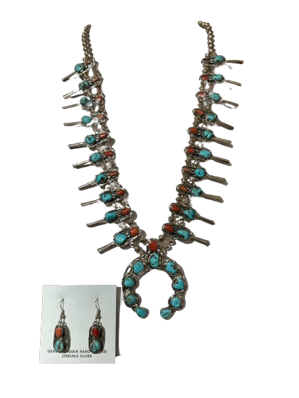 Navajo turquoise Coral squash blossom