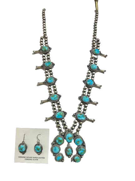 Navajo turquoise squash blossom