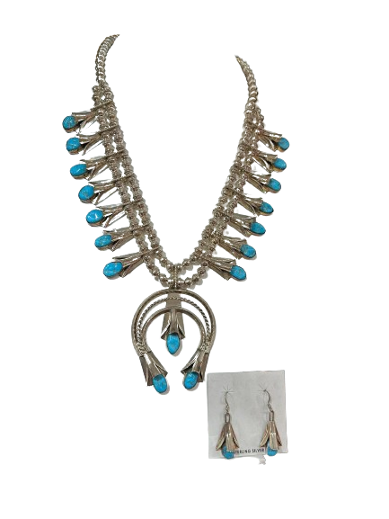 Navajo turquoise squash blossom