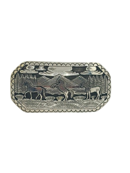 Navajo storyteller belt buckle
