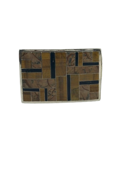 Tigereye block onyx belt buckle 