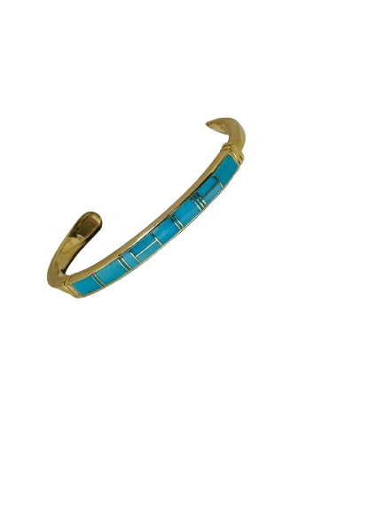 14K Gold Turquoise Bracelet Cuff