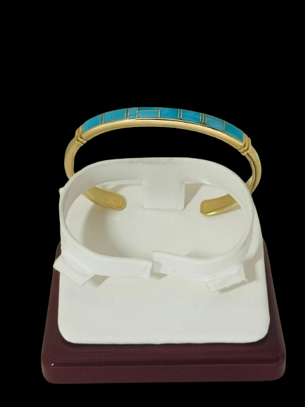 14K Gold Turquoise Bracelet Cuff