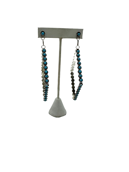 Earring, dangle, turquoise ￼