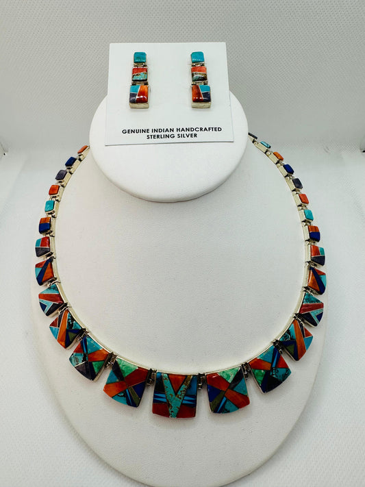 Necklace, Multi Stone Inlay, Navajo Made