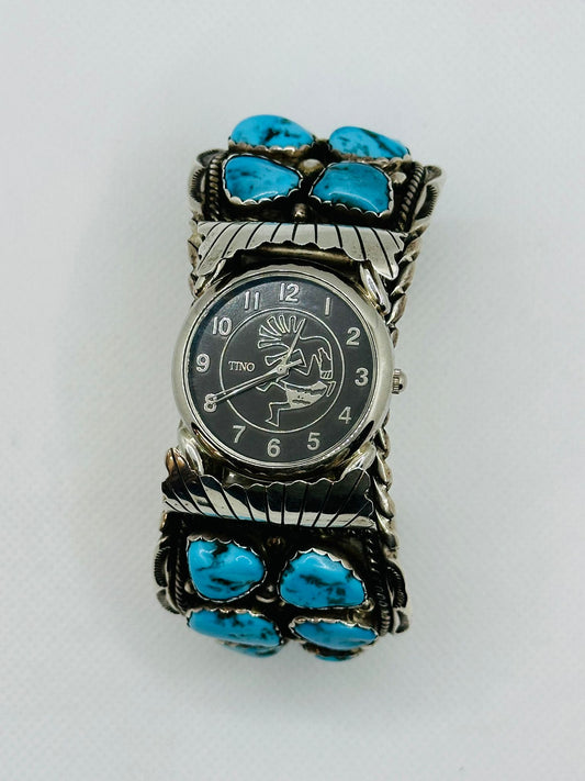 Watch Cuff Sterling Design Navajo Turquoise Silver