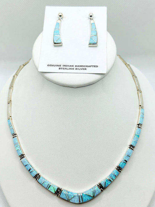 Multi color opal stone Inlay, Necklace, Navajo Made
