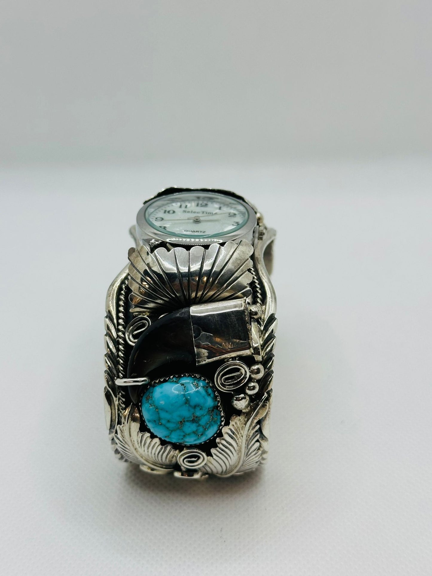 Navajo Turquoise Silver Watch Cuff Sterling Design