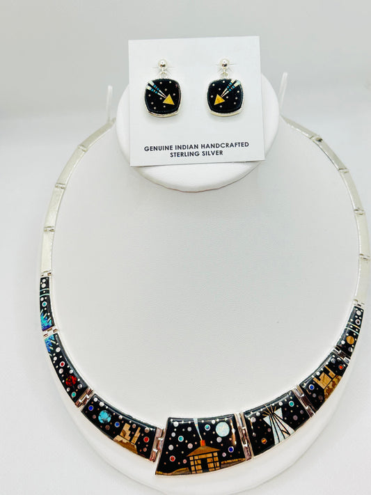 Necklace, Multi Stones Inlay, Story T Navajo Made
