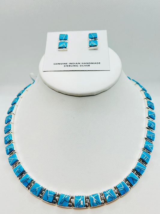 Turquoise-Opal - Necklace, Multi Stone Inlay, Navajo Made