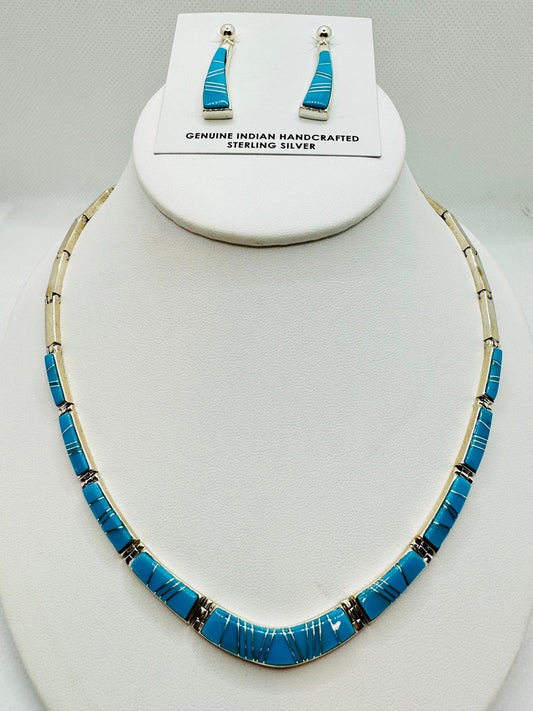 Necklace, Turquoise-opal-Multi Stone Inlay, Navajo Made