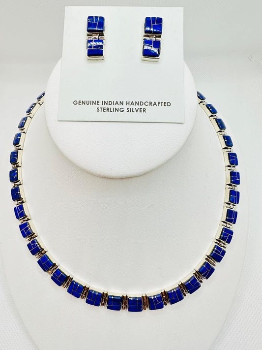 Navajo Handmade - Necklace, Lapis Stone Inlay, Navajo Made