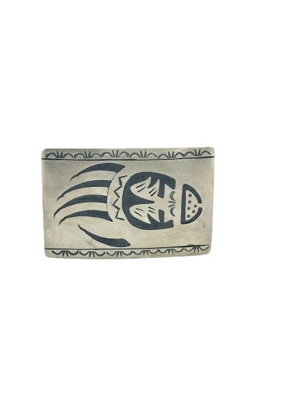 Navajo silver bear claw belt buckle