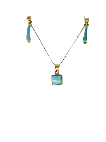 14K Gold Turquoise Set